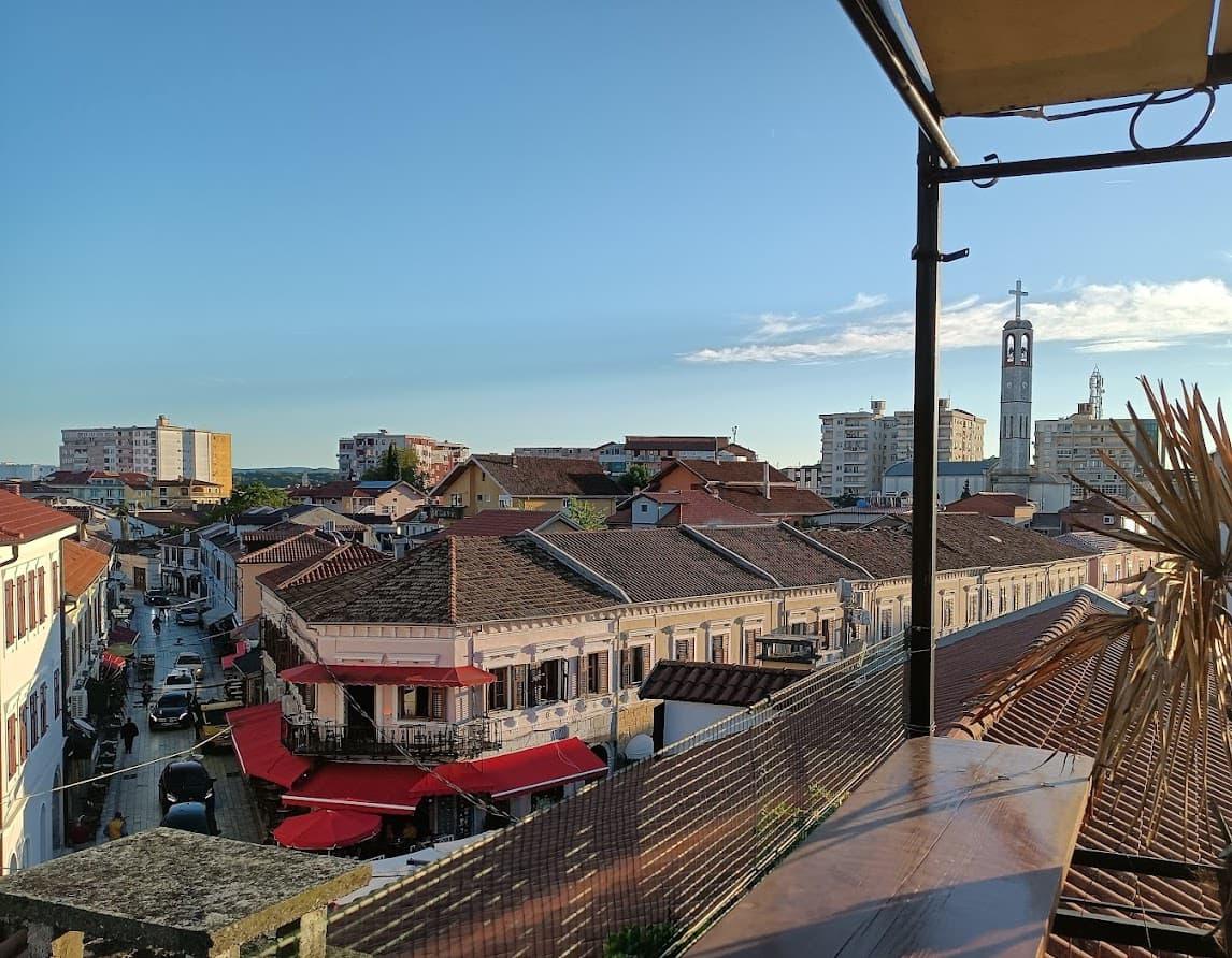 Daytime rooftop view from Scodrinon Hostel